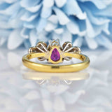 Ellibelle Jewellery Vintage 1985 Ruby & Diamond 18ct Gold Seven-Stone Ring