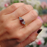 Ellibelle Jewellery Vintage 1985 Ruby & Diamond 18ct Gold Seven-Stone Ring