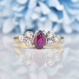 Ellibelle Jewellery Vintage 1985 Ruby & Diamond 18ct Gold Seven-Stone Ring