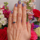 Ellibelle Jewellery Vintage 1985 Sapphire & Diamond 18ct Gold Cluster Ring