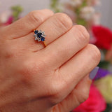 Ellibelle Jewellery Vintage 1985 Sapphire & Diamond 18ct Gold Cluster Ring