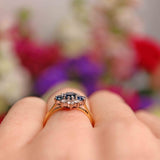 Ellibelle Jewellery Vintage 1985 Sapphire & Diamond 18ct Gold Cluster Ring
