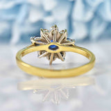 Ellibelle Jewellery Vintage 1985 Sapphire & Diamond 18ct Gold Cluster Ring