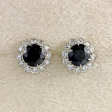 Ellibelle Jewellery Vintage 1985 Sapphire & Diamond 18ct White Gold Cluster Stud Earrings