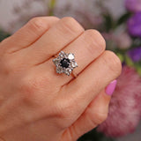 Ellibelle Jewellery Vintage 1985 Sapphire & Diamond 18ct White Gold Daisy Cluster Ring