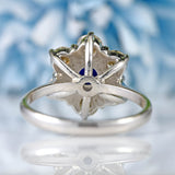 Ellibelle Jewellery Vintage 1985 Sapphire & Diamond 18ct White Gold Daisy Cluster Ring