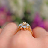 Ellibelle Jewellery Vintage 1986 Aquamarine & Diamond 18ct Gold Ring