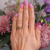 Ellibelle Jewellery Vintage 1986 Emerald & Diamond 18ct Gold Cluster Dress Ring
