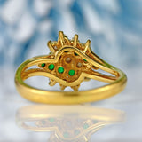 Ellibelle Jewellery Vintage 1986 Emerald & Diamond 18ct Gold Cluster Dress Ring