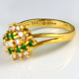 Ellibelle Jewellery Vintage 1986 Emerald & Diamond 18ct Gold Cluster Dress Ring