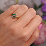 Ellibelle Jewellery Vintage 1986 Emerald & Diamond 18ct Gold Cluster Dress Ring