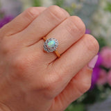 Ellibelle Jewellery Vintage 1986 Opal & Diamond 18ct Gold Platinum Ring