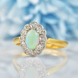 Ellibelle Jewellery Vintage 1986 Opal & Diamond 18ct Gold Platinum Ring