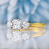 Ellibelle Jewellery Vintage 1986 Princess-Cut Diamond 18ct Gold Three-Stone Engagement Ring (1.07cts)