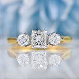 Ellibelle Jewellery Vintage 1986 Princess-Cut Diamond 18ct Gold Three-Stone Engagement Ring (1.07cts)