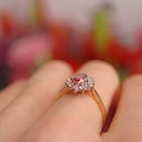 Ellibelle Jewellery Vintage 1986 Rose-Pink Topaz & Diamond 18ct Gold Pear Cluster Ring