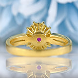 Ellibelle Jewellery Vintage 1986 Ruby & Diamond 18ct Gold Cluster Ring
