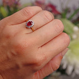 Ellibelle Jewellery Vintage 1986 Ruby & Diamond 18ct Gold Cluster Ring