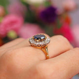 Ellibelle Jewellery Vintage 1986 Sapphire & Diamond 18ct Gold Cluster Engagement Ring (1.95cts)