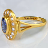 Ellibelle Jewellery Vintage 1986 Sapphire & Diamond 18ct Gold Cluster Engagement Ring (2.30cts)