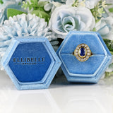 Ellibelle Jewellery Vintage 1986 Sapphire & Diamond 18ct Gold Cluster Engagement Ring (2.30cts)