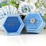 Ellibelle Jewellery Vintage 1987 Aquamarine & Diamond 18ct Gold Cluster Ring