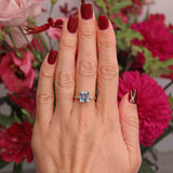 Ellibelle Jewellery Vintage 1987 Aquamarine & Diamond 18ct Gold Ring