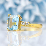 Ellibelle Jewellery Vintage 1987 Aquamarine & Diamond 18ct Gold Ring