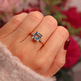 Ellibelle Jewellery Vintage 1987 Aquamarine & Diamond 18ct Gold Ring