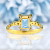 Ellibelle Jewellery Vintage 1987 Aquamarine & Diamond 18ct Gold Ring