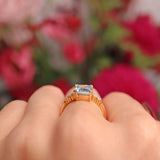 Ellibelle Jewellery Vintage 1987 Aquamarine & Diamond 18ct Gold Ring