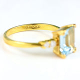 Ellibelle Jewellery Vintage 1987 Aquamarine & Diamond 18ct Gold Ring
