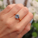 Ellibelle Jewellery Vintage 1987 Aquamarine, Sapphire & Diamond 18ct Gold Cluster Ring