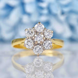 Ellibelle Jewellery Vintage 1987 Diamond 18ct Gold Daisy Cluster Ring (1.05ct)
