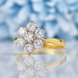 Ellibelle Jewellery Vintage 1987 Diamond 18ct Gold Daisy Cluster Ring (1.05ct)