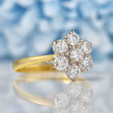 Ellibelle Jewellery Vintage 1987 Diamond 18ct Gold Daisy Cluster Ring (1.05ct)