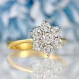 Ellibelle Jewellery Vintage 1987 Diamond 18ct Gold Daisy Cluster Ring (1.05cts)