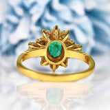 Ellibelle Jewellery Vintage 1987 Emerald & Diamond 18ct Gold Cluster Ring (0.75ct)
