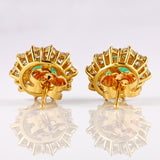 Ellibelle Jewellery Vintage 1987 Emerald & Diamond 18ct Gold Cluster Stud Earrings