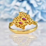 Ellibelle Jewellery Vintage 1987 Ruby & Diamond 18ct Gold Cocktail Ring