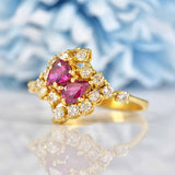 Ellibelle Jewellery Vintage 1987 Ruby & Diamond 18ct Gold Cocktail Ring