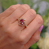 Ellibelle Jewellery Vintage 1987 Ruby & Diamond 18ct Gold Cocktail Ring