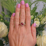 Ellibelle Jewellery Vintage 1987 Ruby & Diamond 18ct Gold Cocktail Ring
