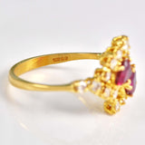 Ellibelle Jewellery Vintage 1987 Ruby & Diamond 18ct Gold Cocktail Ring