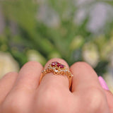 Ellibelle Jewellery Vintage 1987 Ruby & Diamond 18ct Gold Cocktail Ring