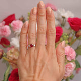 Ellibelle Jewellery Vintage 1987 Ruby & Diamond 18ct Gold Three-Stone Trilogy Engagement Ring