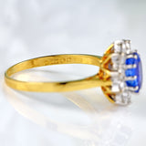 Ellibelle Jewellery Vintage 1987 Sapphire & Diamond 18ct Gold Cluster Ring (1.38cts)