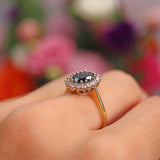 Ellibelle Jewellery Vintage 1987 Sapphire & Diamond 18ct Gold Cluster Ring (1.86cts)