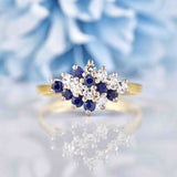 Ellibelle Jewellery Vintage 1987 Sapphire & Diamond Gold Ring
