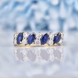 Ellibelle Jewellery Vintage 1987 Sapphire & Diamond Half Eternity Band Ring